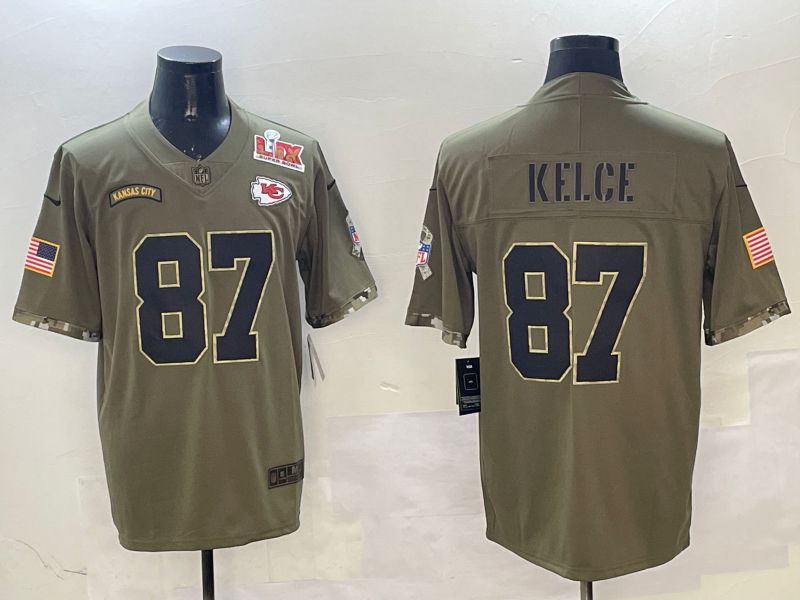 Men Kansas City Chiefs #87 Kelce Green Nike 2025 Salute to Service Limited NFL Jersey style 2->kansas city chiefs->NFL Jersey
